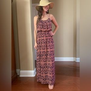 Love Ryan Maxi dress navy blue orange size S